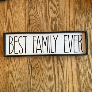 Best Family Ever Wood Table Decor Sign 17"x5" Rustic Farmhouse Style Family